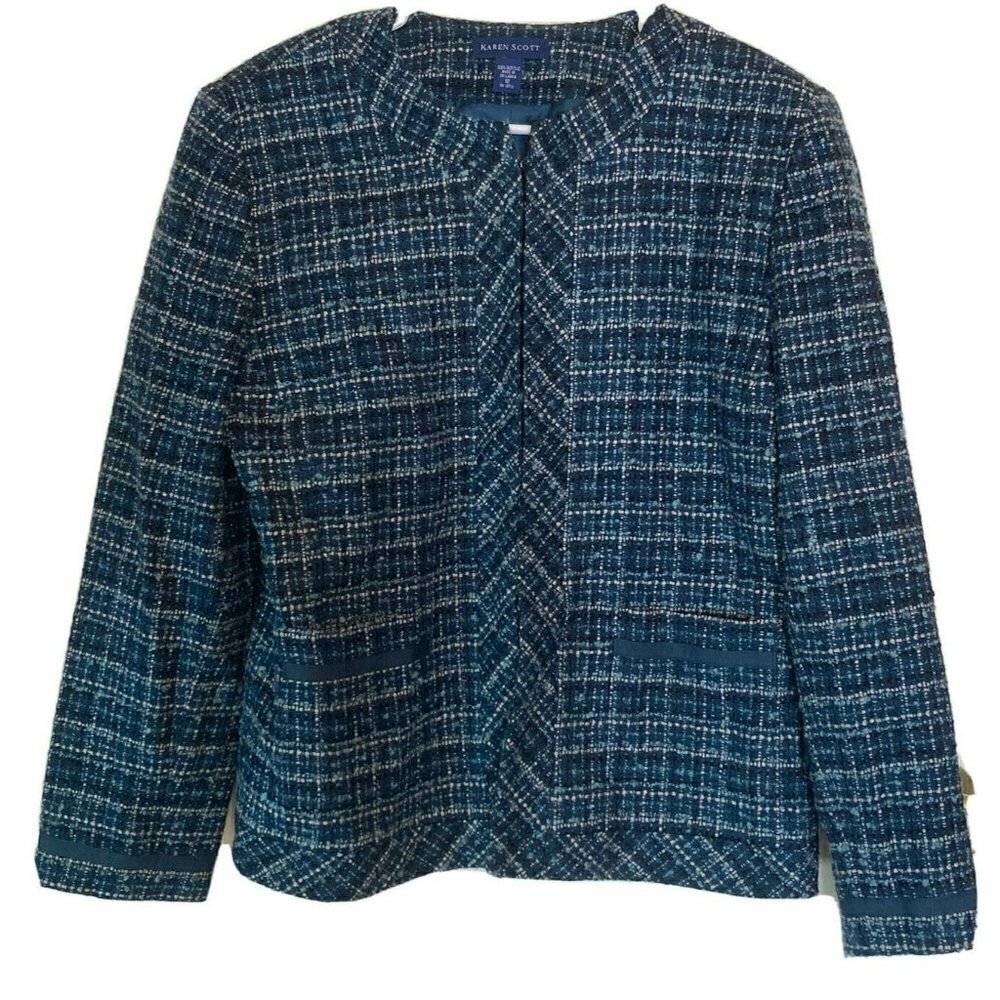 Karen Scott Tweed Zip Blazer Jacket‎